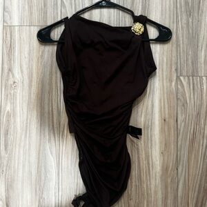 Elegant Brown Dress with Gold Accent